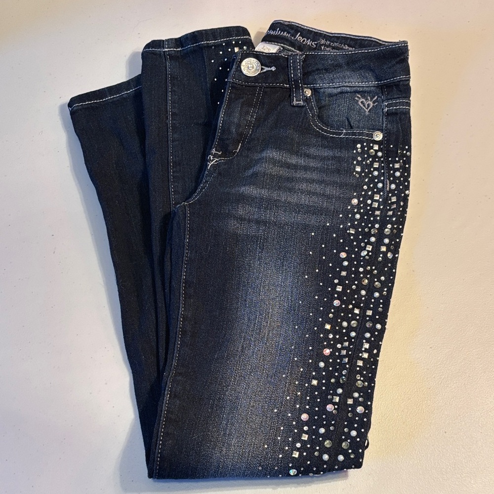 Justice Dark Blue Jeans with Sparkling Accents